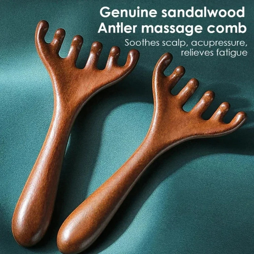 Wooden Meridian Massage Comb | Six-Claw Anti-Static Scalp Relaxation Tool Relaxation Treatment Default Title Tidesmit