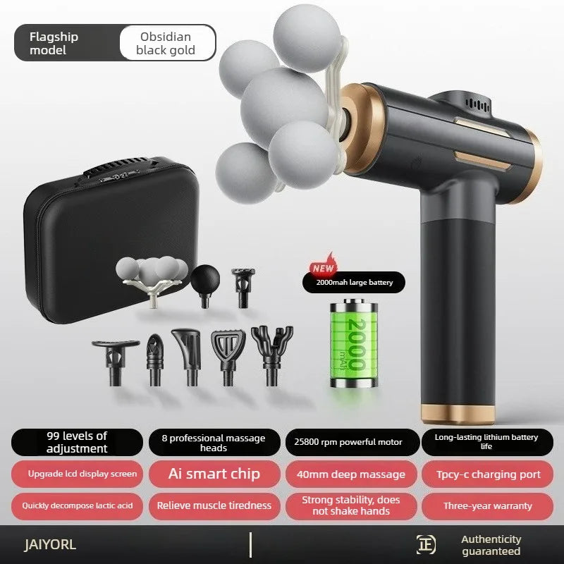 Fascia Massage Gun - 5-Head Percussive Therapy for Muscle Recovery Fascia Gun upgrade black Type C Charge Tidesmit