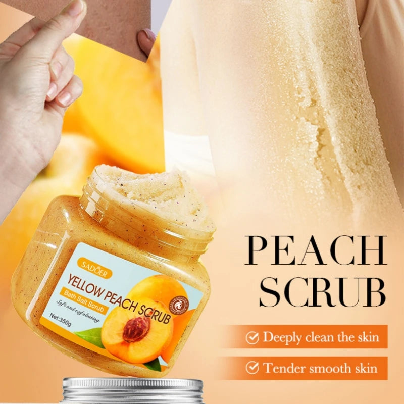 Yellow Peach Body Scrub 350g | Gentle Natural Exfoliating Skin Polish Scrubs Treatments 350g Tidesmit