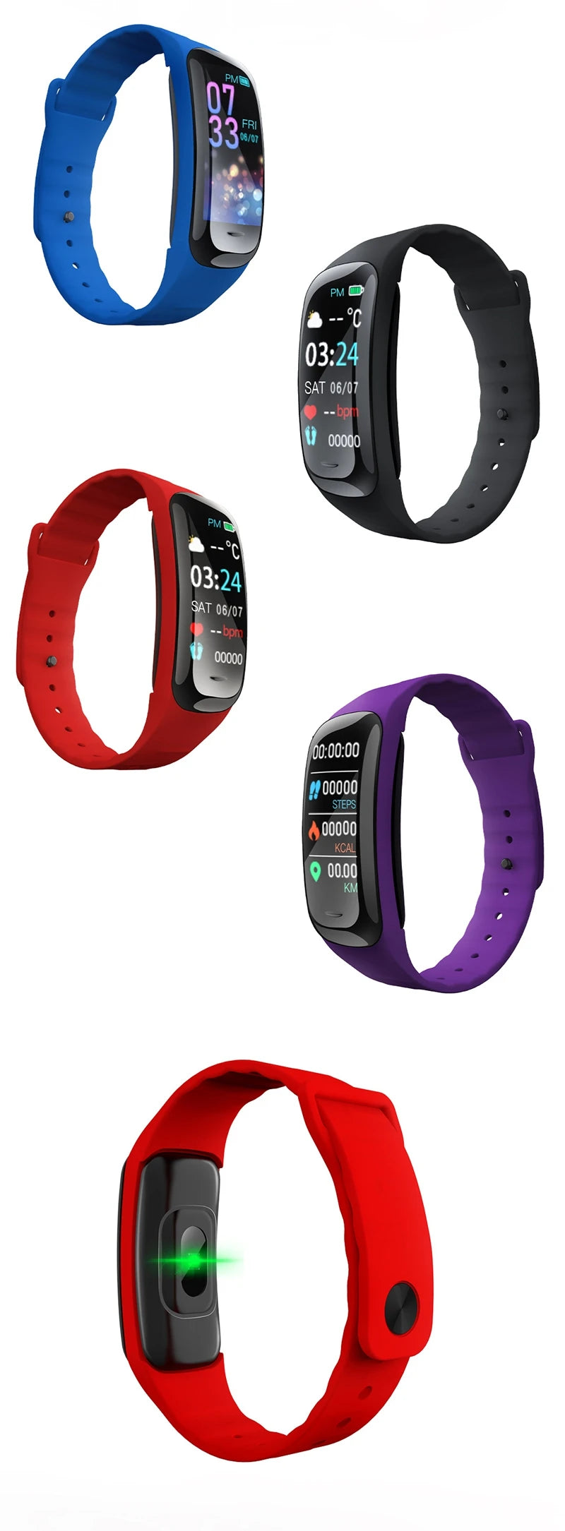 Smart Watch C1 Plus Bluetooth Step Counting Sports Bracelet Fitness Tracker Heart Rate Blood Pressure Sleep Men Women Gift