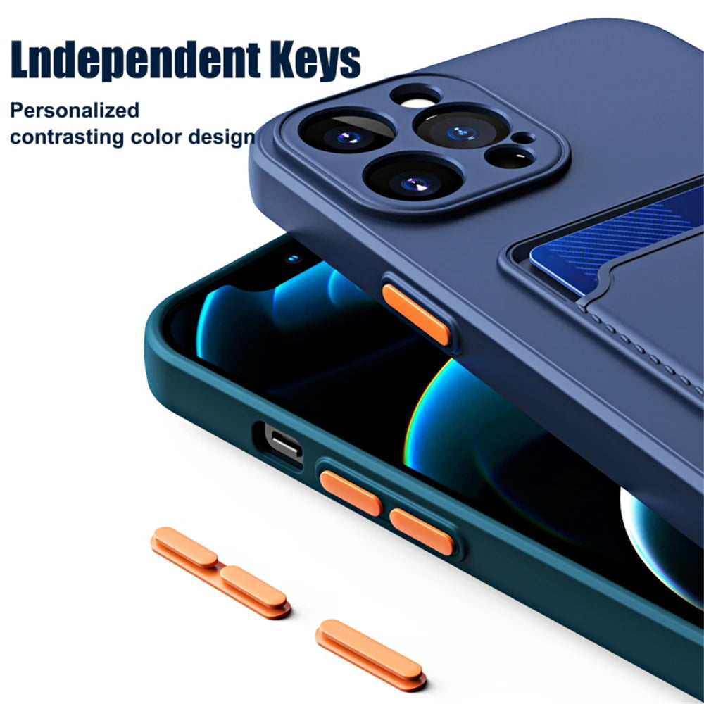 Silicone Wallet Case for iPhone - Shock-Absorbing Slim Fit Cover Tidesmit