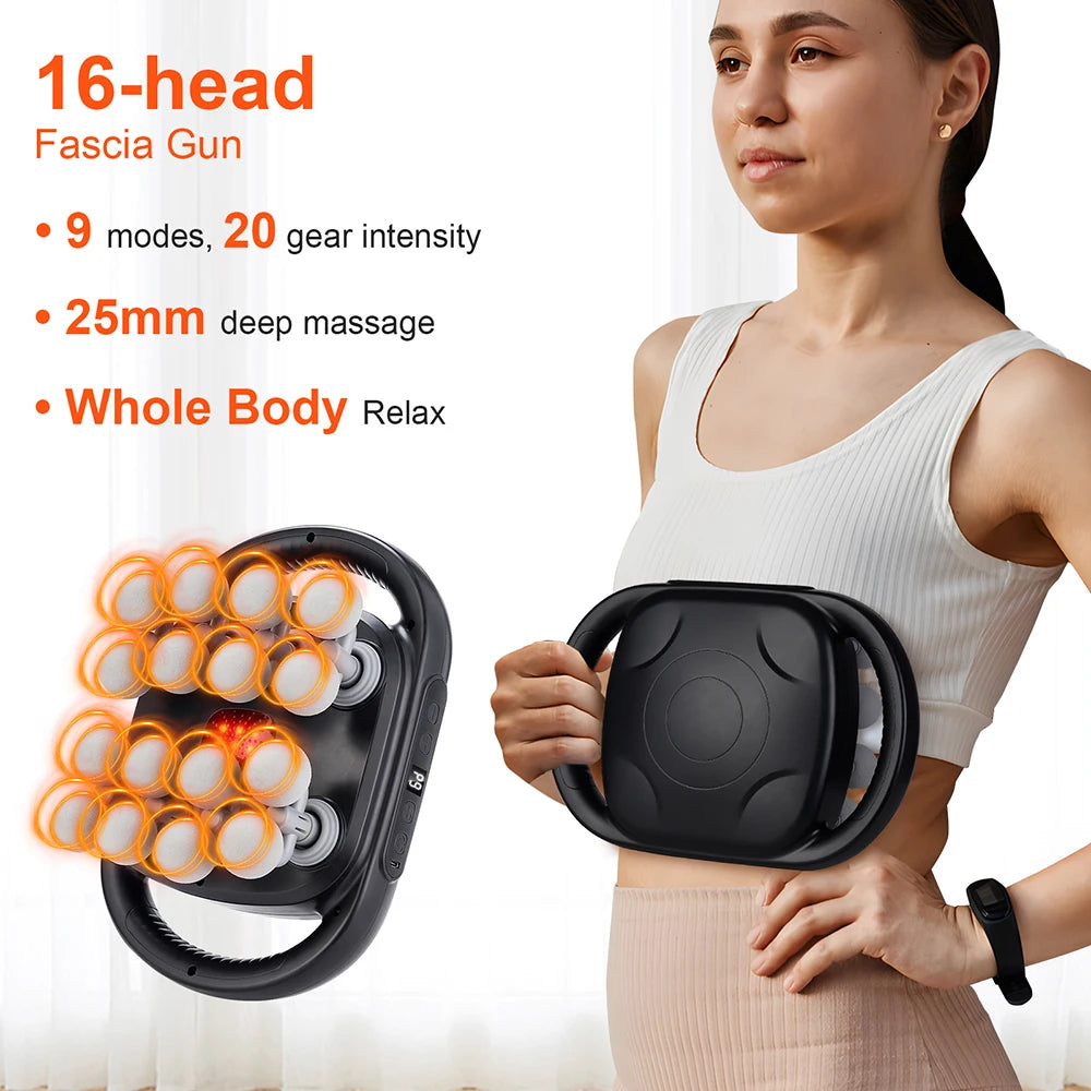 Deep Tissue Massage Gun - 16-Head Portable Electric Massager Body Shaping Massage Equipment Tidesmit