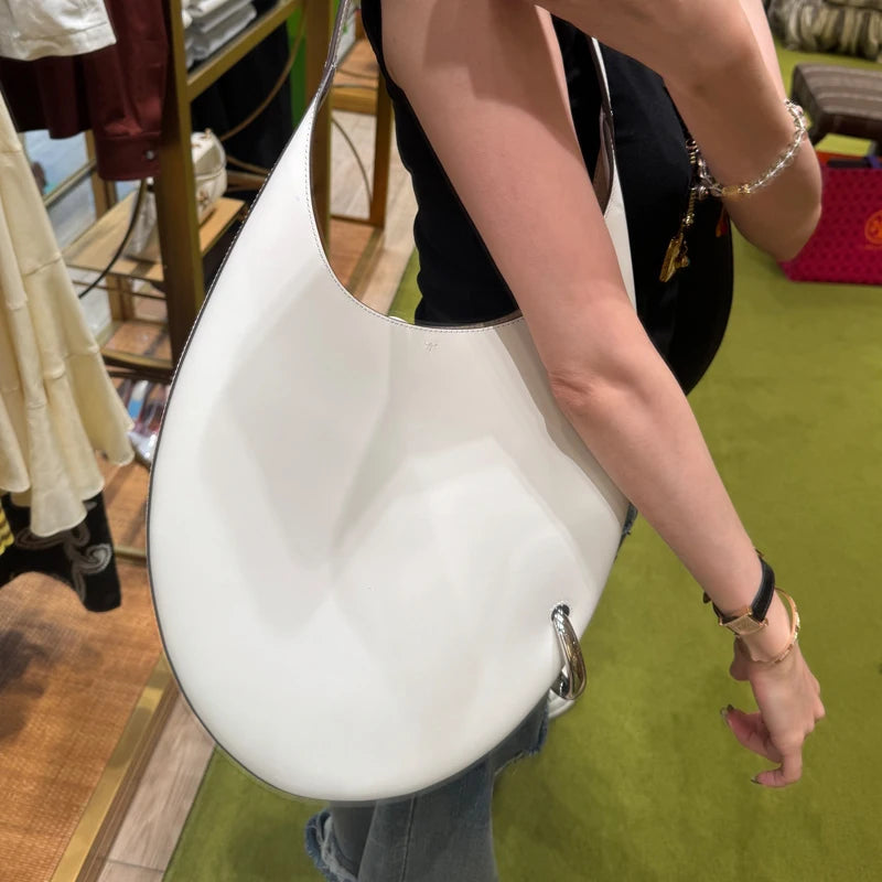 2025 summer new large crescent pipa bag imported top layer cowhide armpit bag single shoulder crossbody bag