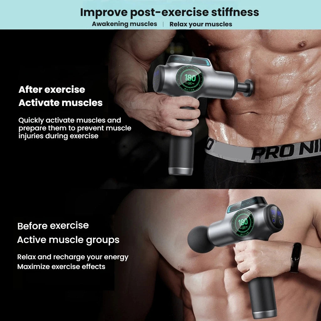 Deep Tissue Percussion Massage Gun - Gray Rechargeable Muscle Recovery Fascia Gun Tidesmit