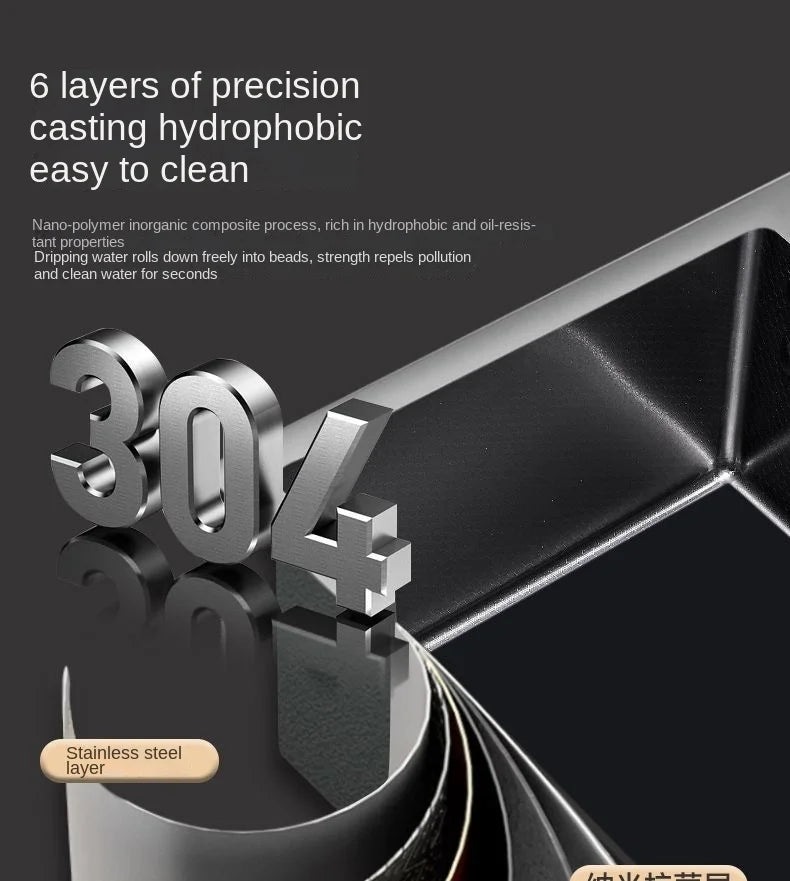 Flying RainWaterfall Sink Stainless Steel Large Big Single Garbage Can Waste Sink Kitchen Household Washbasin Handmade Sinks
