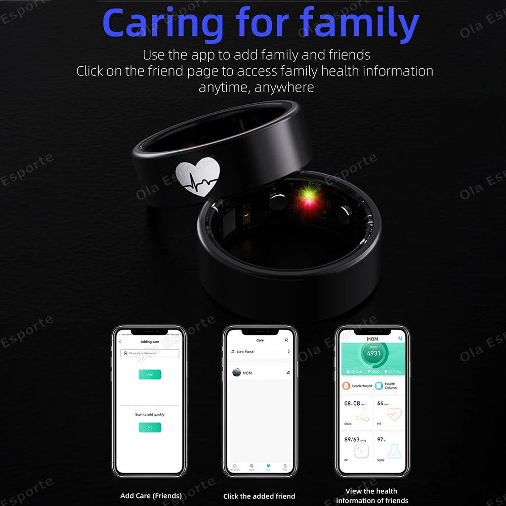 Smart Health Ring with Integrated Heart Rate & Blood Oxygen Monitor Tidesmit