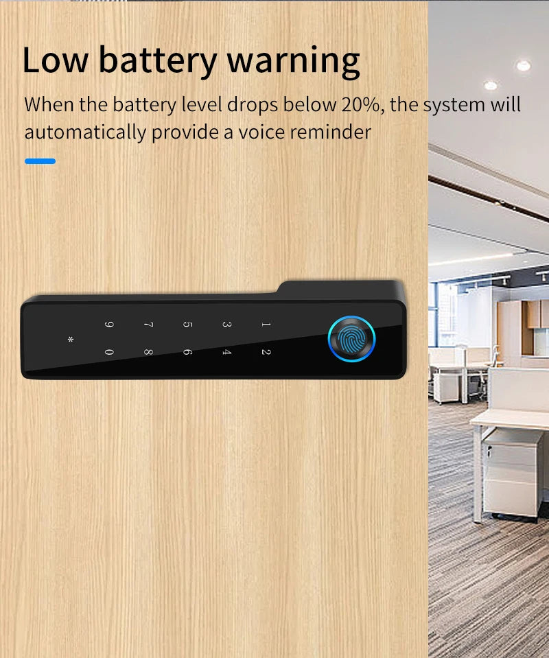 European Handle Door Fingerprint Lock Hidden Keyhole Tuya for Bedroom Study Magnetic One-word Minimalist Ecological Silent Lock
