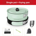 Mint green single pot and frying pan set with black lid and nonstick cooking surface