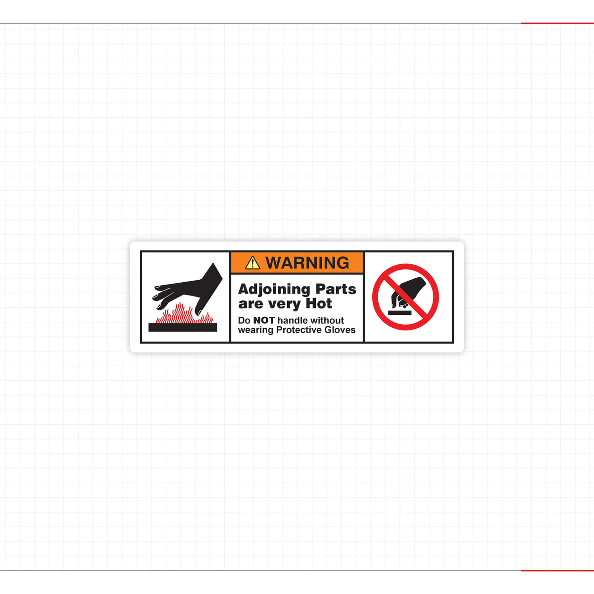 Warning Hot Surface Safety Decal Wear Protective Gloves ANSI ISO Compliant - Angle/Detail 8