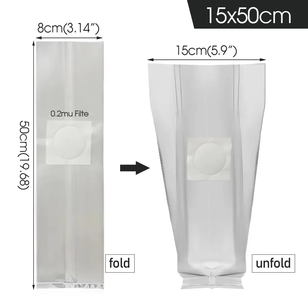 50pcs High Quality PP Mushroom Planting Bag 0.2um Filter Clear Mushroom Spawn Grow Bag Tissue Culture Bag Indoor Gardening