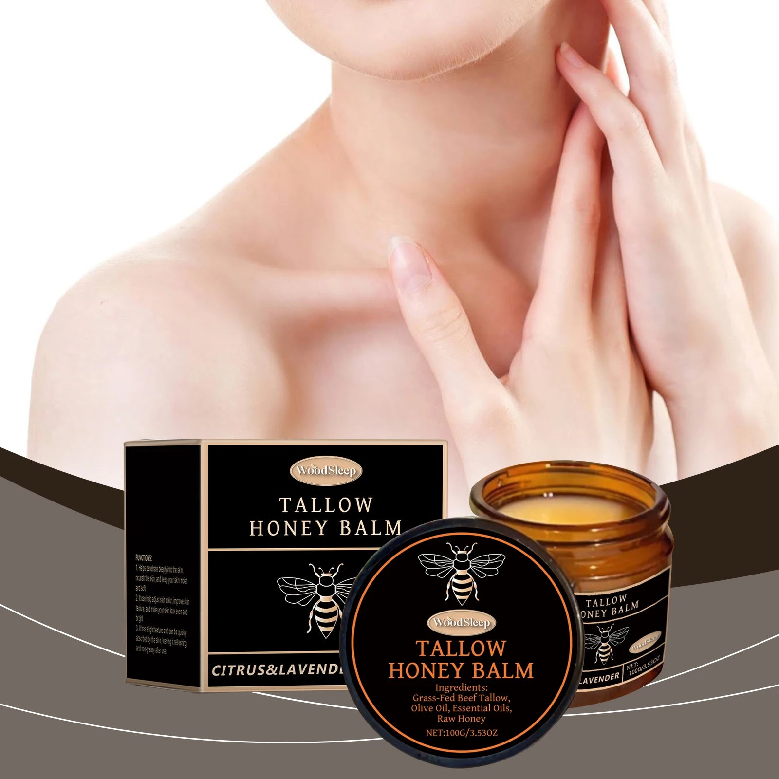 WoodSleep 100g Tallow Honey Moisturizer Gentle Moisturizing Moisturizing Dry Skin Moisturizing Refreshing Skin Cream