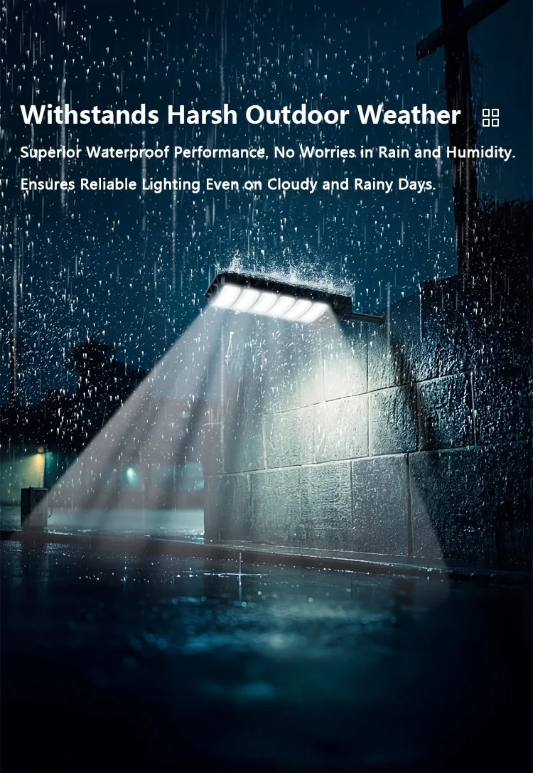 New Extra Large 1200 LED Solar Street Light, 5800Mah Battery. Solar-Powered, No Electricity Cost, IP65 Waterproof. PIR Motion Sensor Enables Auto Night Lighting. Serves As Searchlight, Security & Emergency Light. Great for Pa