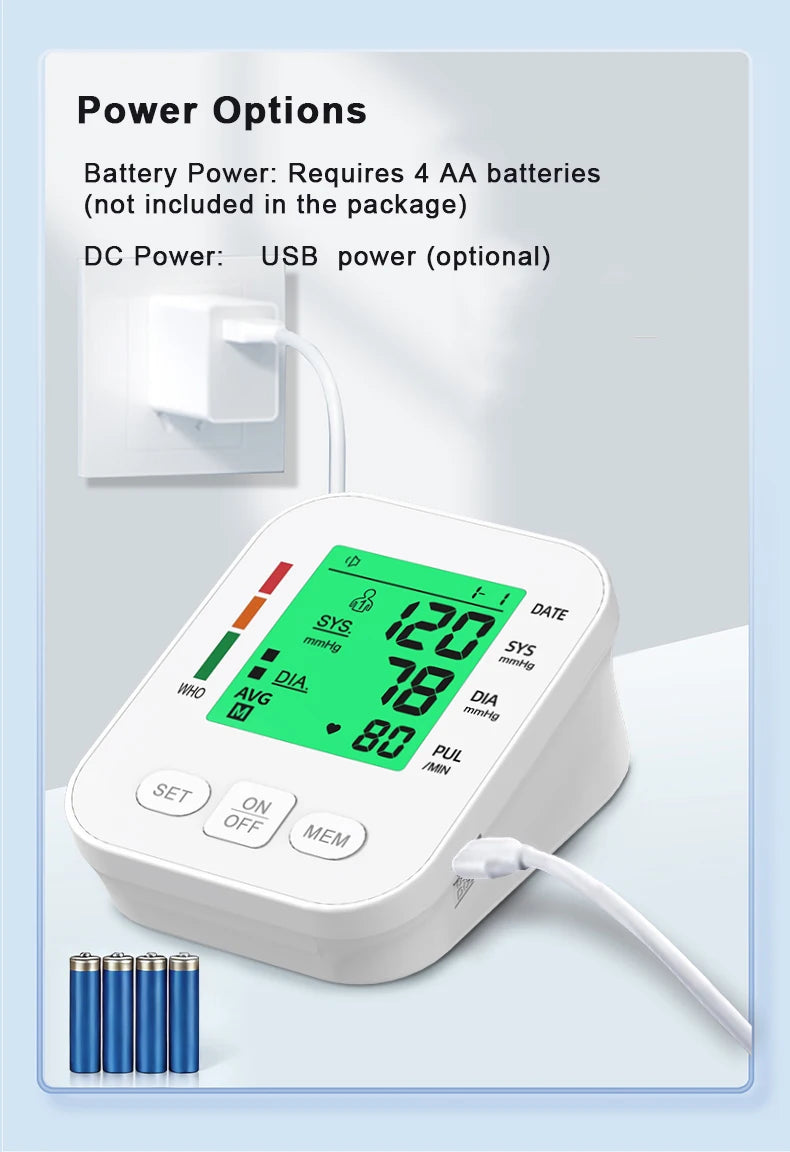 Spanish Voice Arm Automatic Blood Pressure Monitor BP Sphygmomanometer Pressure Meter Tonometer for Measuring Arterial Pressure