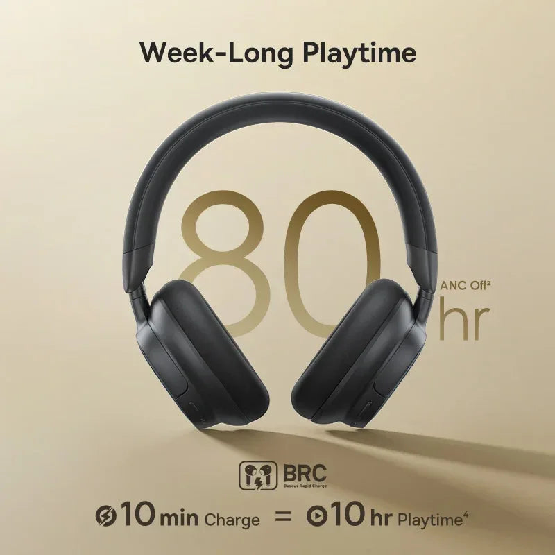 Tidesmit Wireless Noise Cancelling Headphones - 80H Playtime Hi-Res Audio Tidesmit