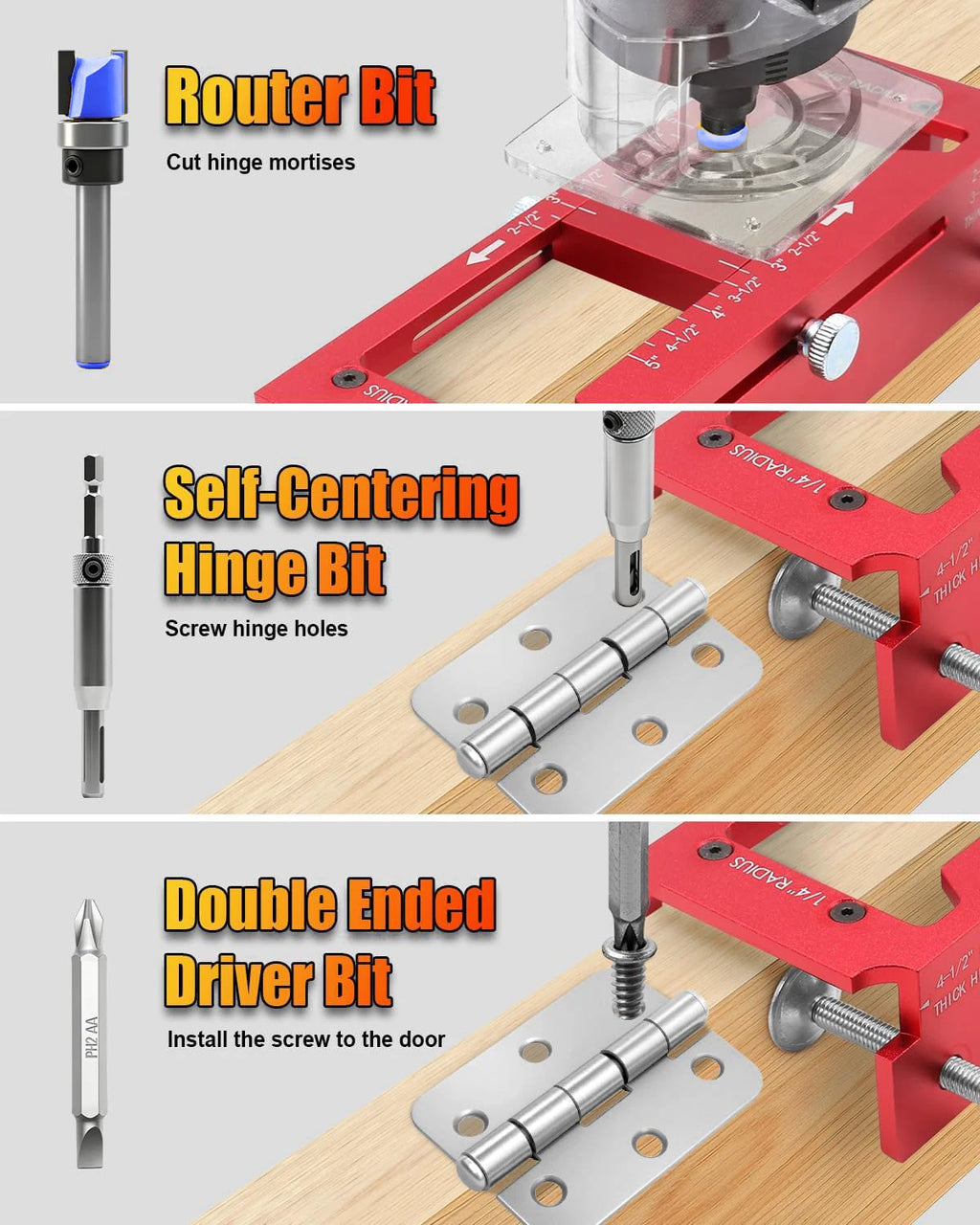 2 in 1 Hinge Drilling Fixture Combination Durable Door Frame Stable Locator Woodworking Installation Screws DIY Auxiliary Tools