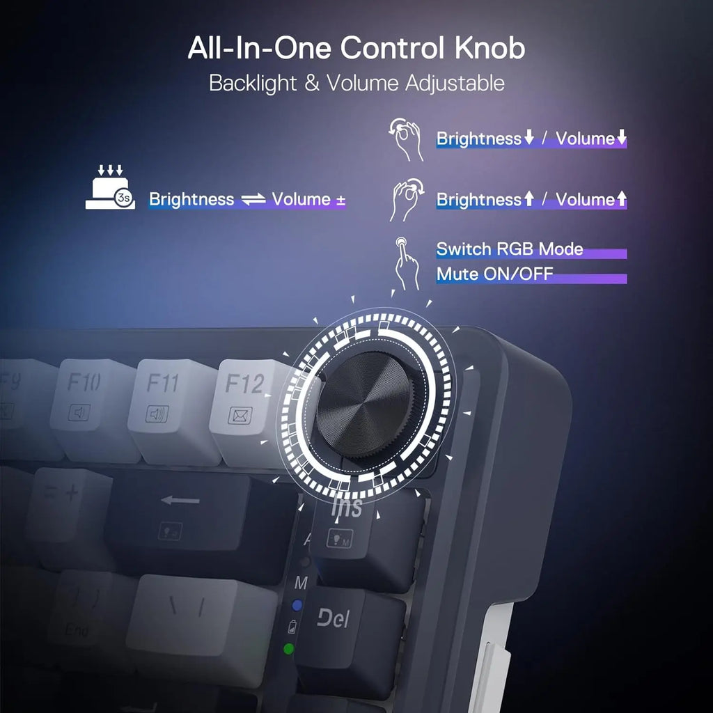 Redragon K673 PRO 75% Wireless Gasket RGB Gaming Keyboard, 3-Modes 81 Keys Compact Mechanical Keyboard Hot-Swap Red Switch