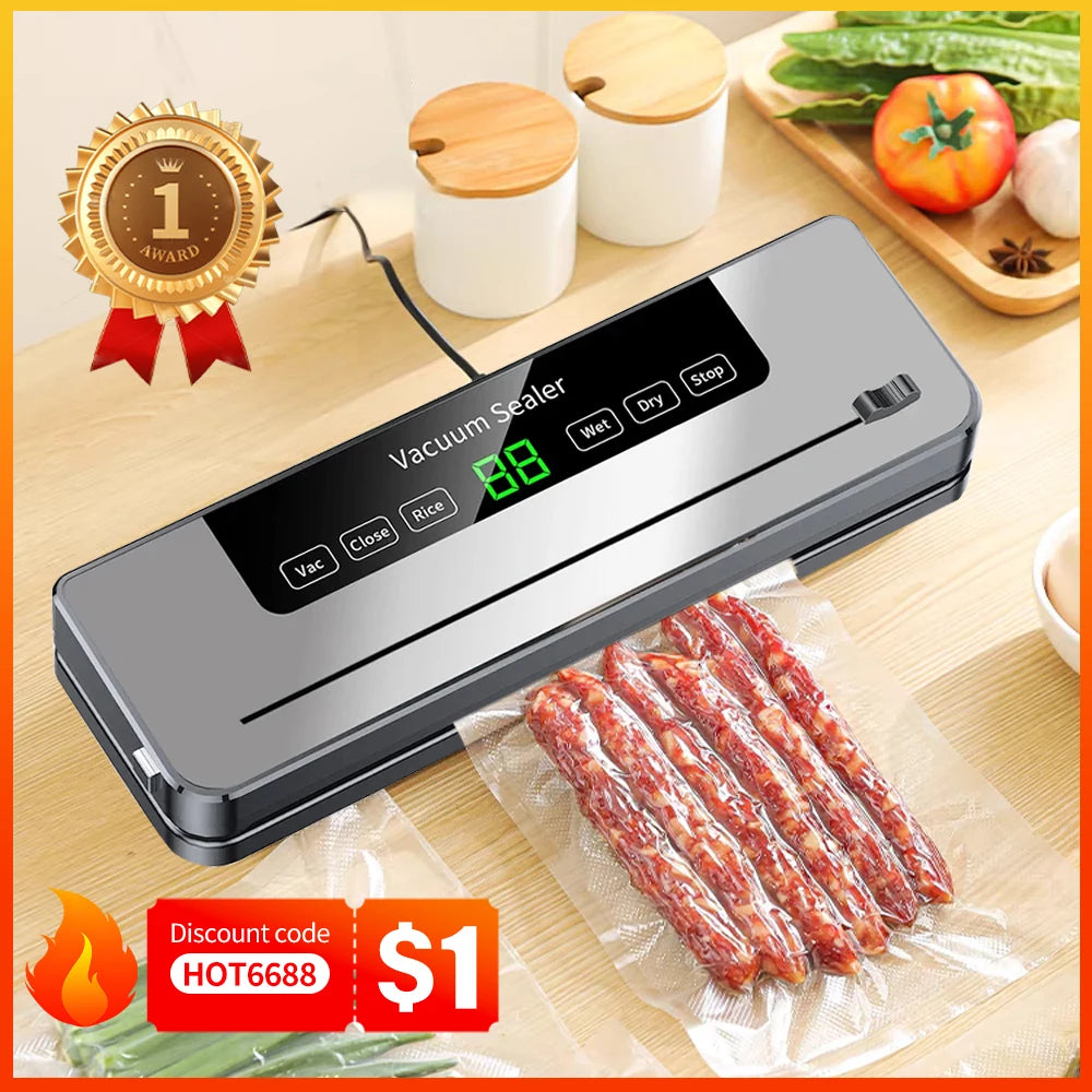 Tidesmit Electric Vacuum Sealer with touch button, built-in cutter, and wet/dry mode for food storage and preservation
