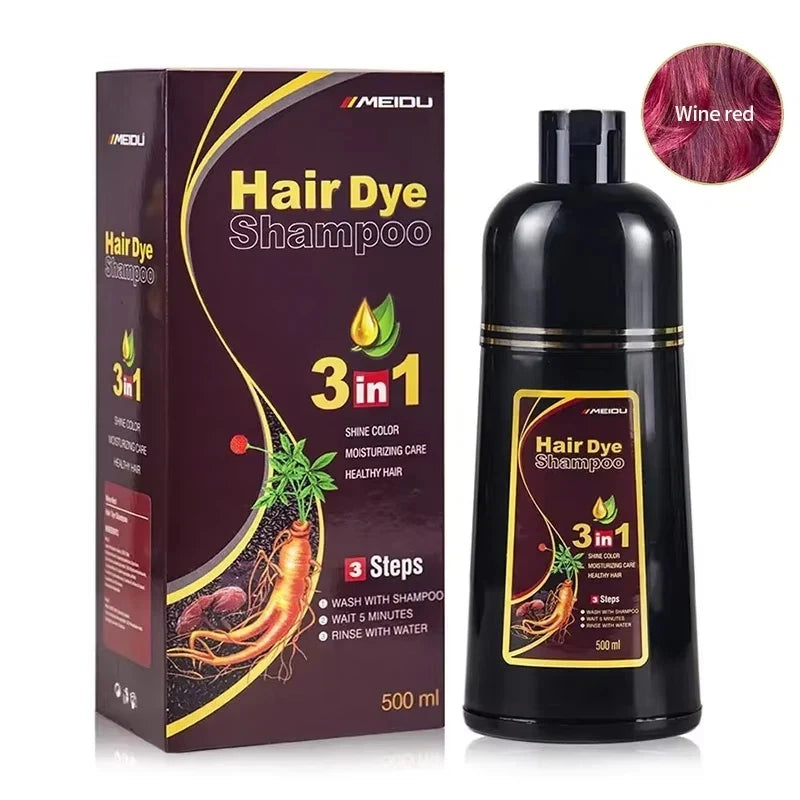 3-in-1 Black Hair Dye Shampoo Instant Hair Color Shampoo For Gray Hair Coverage Natural Herbal Permanent Hair Dye For Men Women