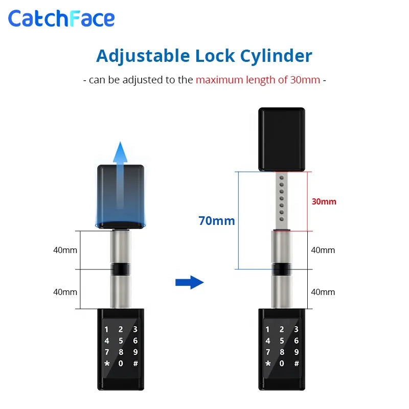 Rechargeable Smart Europe Cylinder Password RFID Card Key Digital Electric Ttlock APP Smart Door Lock Cylinder