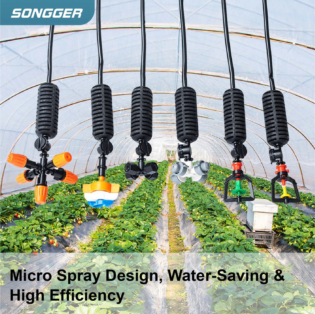 Greenhouse Hanging Mist Sprayer 360° Rotating Irrigation Spray Nozzle Fogging Sprinkler Nozzle for Garden Irrigation