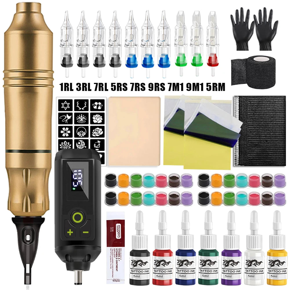 Professional Wireless Tattoo Machine Kit for PMU and Microblading Permanent Makeup Machines 7 Ink Pen Kit 3 Tidesmit