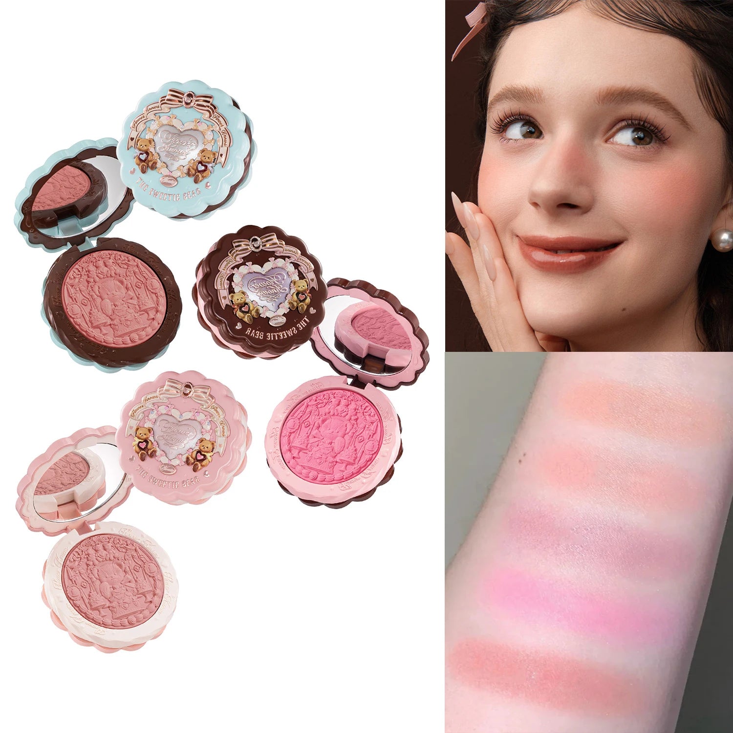Tidesmit Flower Knows Sweetie Bear vegan silk satin blush for natural matte glow and buildable cheek color