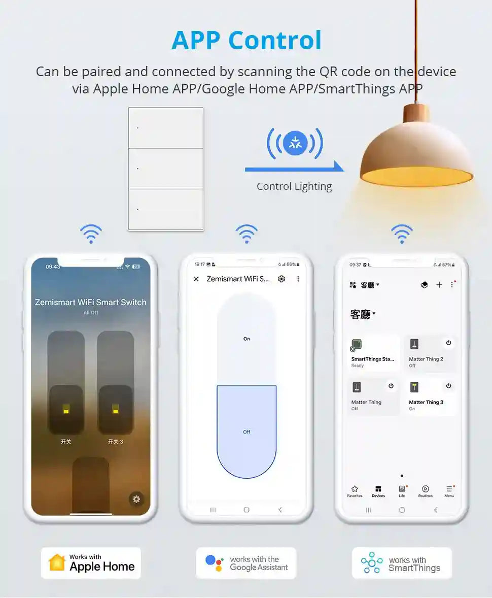 Matter Smart Wall Light Switch WiFi | 1-6 Gang Multi-Room Control Tidesmit
