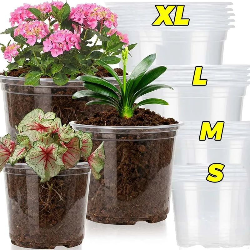 S/M/L/XL Transparent Flowerpot Plant Nursery Pot Seedling Cup Gardening Transplantation Potted Flower Pot Planter Gardening Tool