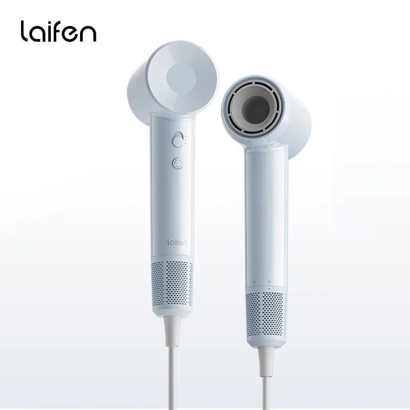 Laifen white high-speed hair dryer, 345g lightweight, quick-dry design with intelligent constant temperature control.