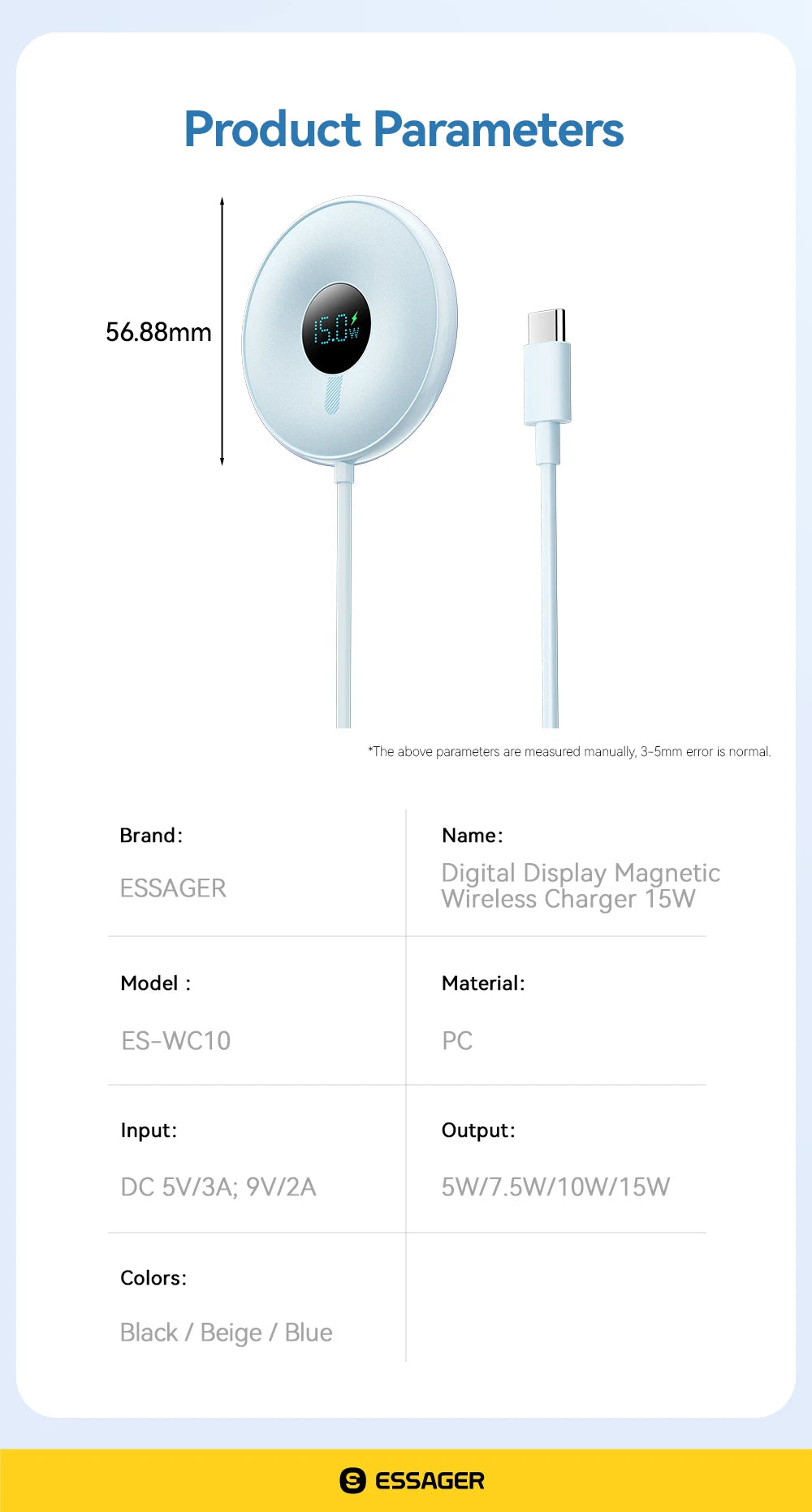Magnetic Wireless Charger 15W with Digital Display - MagSafe Compatible Tidesmit