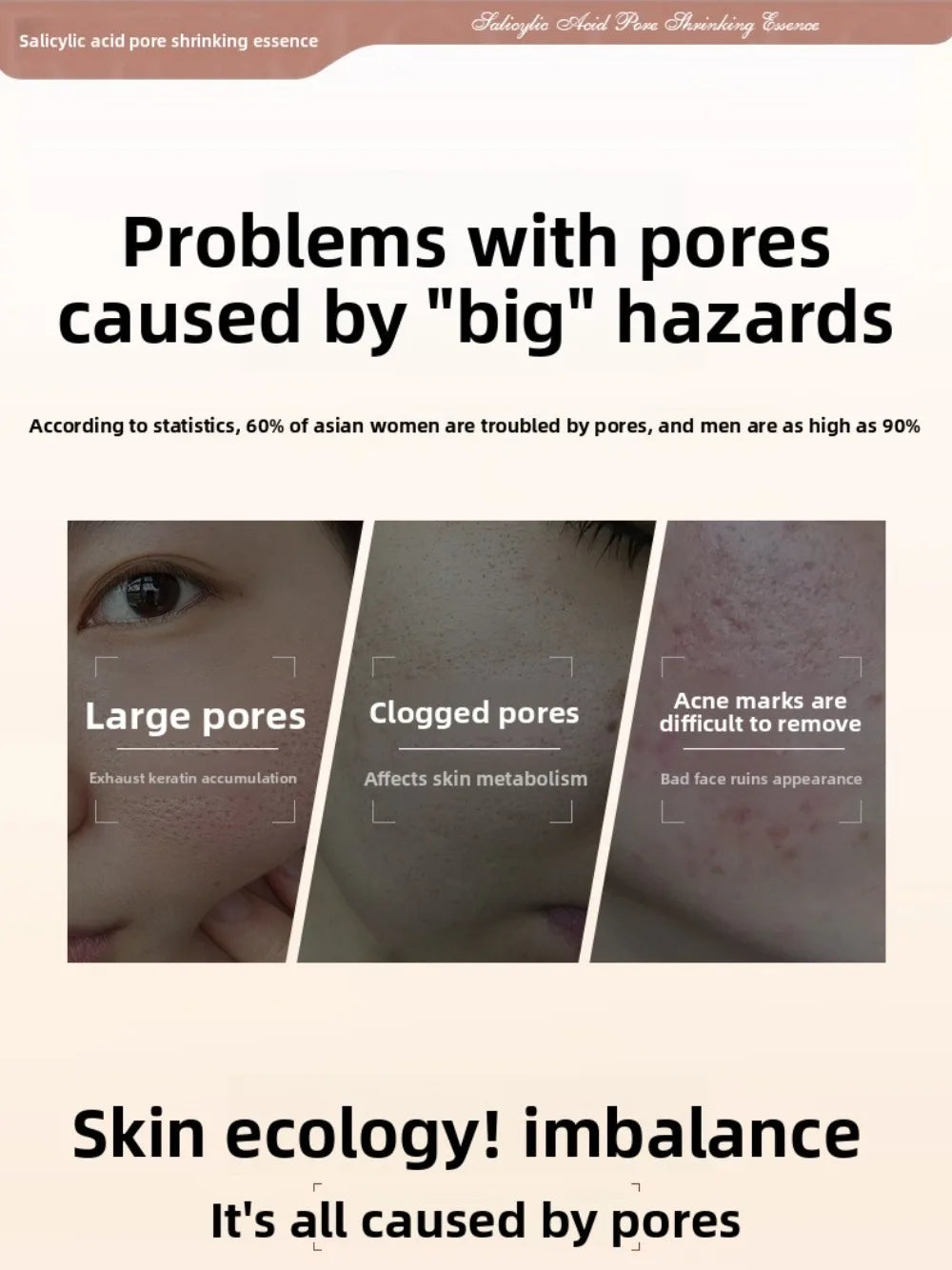 Salicylic Acid Pore Shrinking Essence: facial serum to treat large pores, clogged pores, and acne marks for smooth skin.