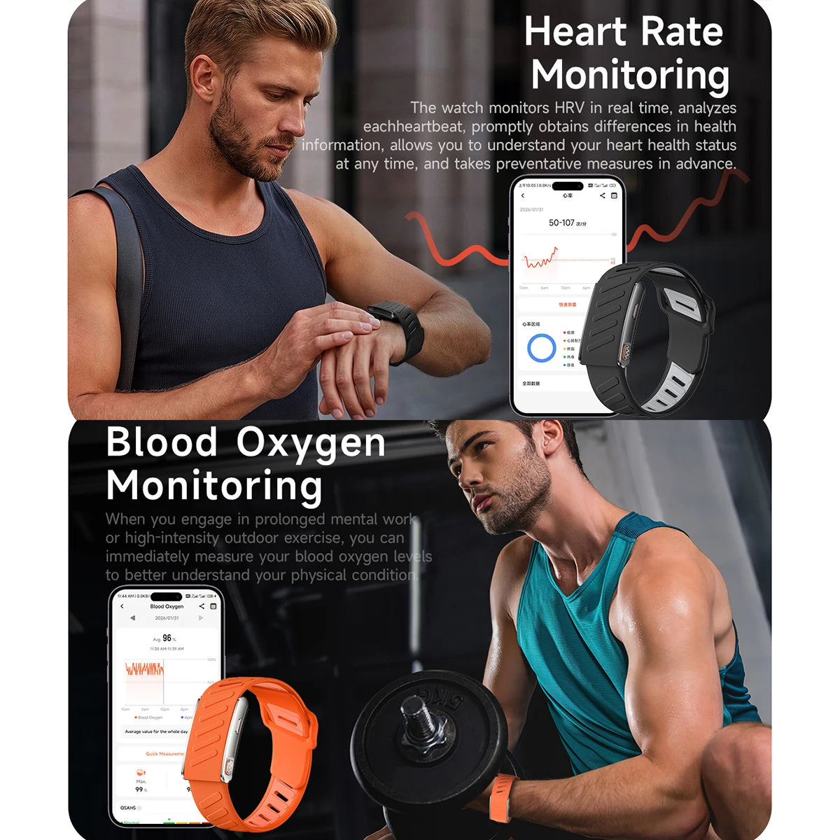 2026New Sport Fitness Tracker Smart Band Blood Oxygen Pressure Uric Acid Blood Lipid ECG Waterproof Smart Bracelet For Men Women