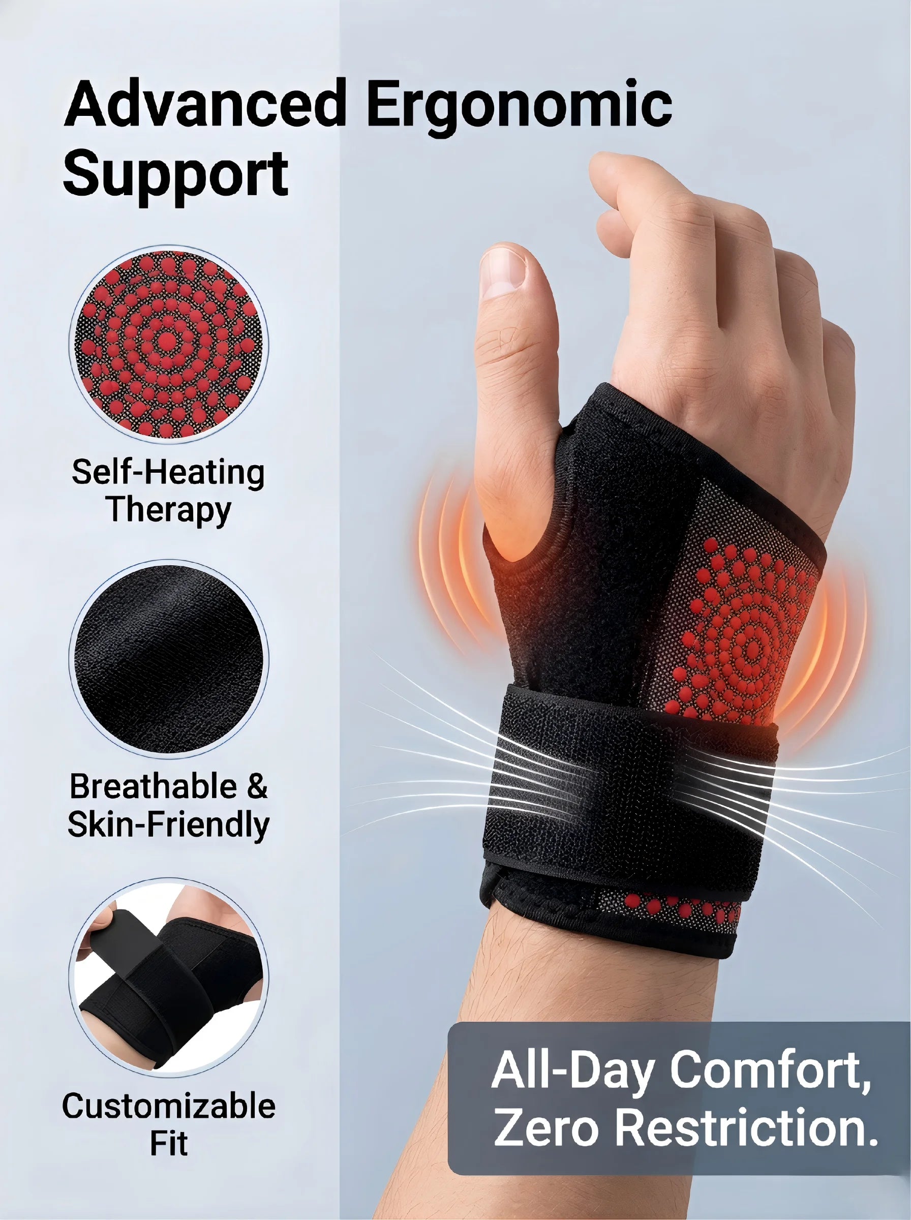 Adjustable Compression Wrist Support Brace Breathable & Comfortable Wrist Brace for Daily Wear Wrist Brace with Adjustable Strap