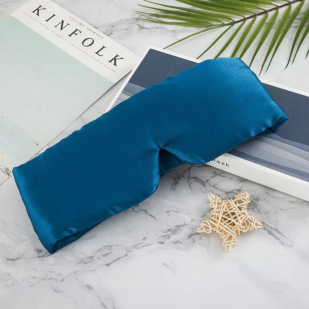 100% Mulberry Silk Sleep EyeMask+Sponge Earplugs,Sleep Mask Adjustable Headband Blocking Light Eyepatch for Travel&Nap Sleep