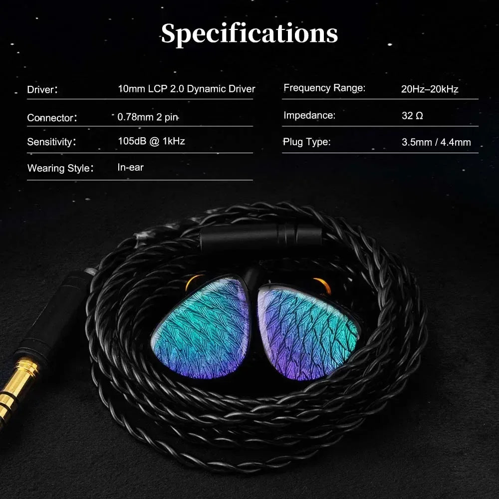 Celest Wyvern Wired In-Ear Monitors | 10mm LCP Driver | Tidesmit Tidesmit