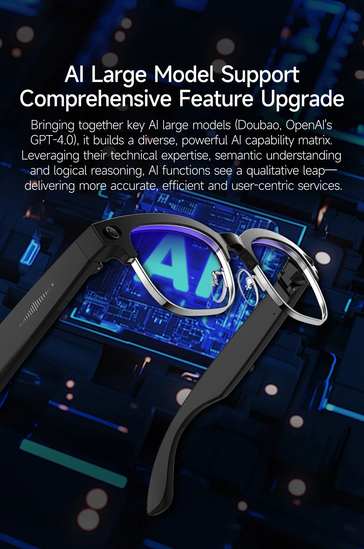 AI Smart Glasses with 8K Camera - Black Bluetooth Mixed Reality Headset Tidesmit