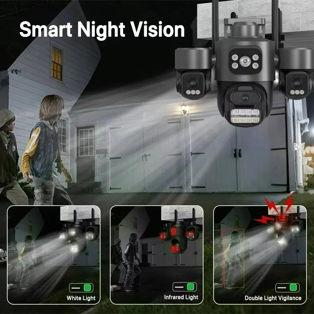 15MP Security Camera iCsee 3-HD Screens Auto Tracking WiFi IP CameraOutdoor CCTV Color Night Vision 2-Way Audio Surveillance Cam