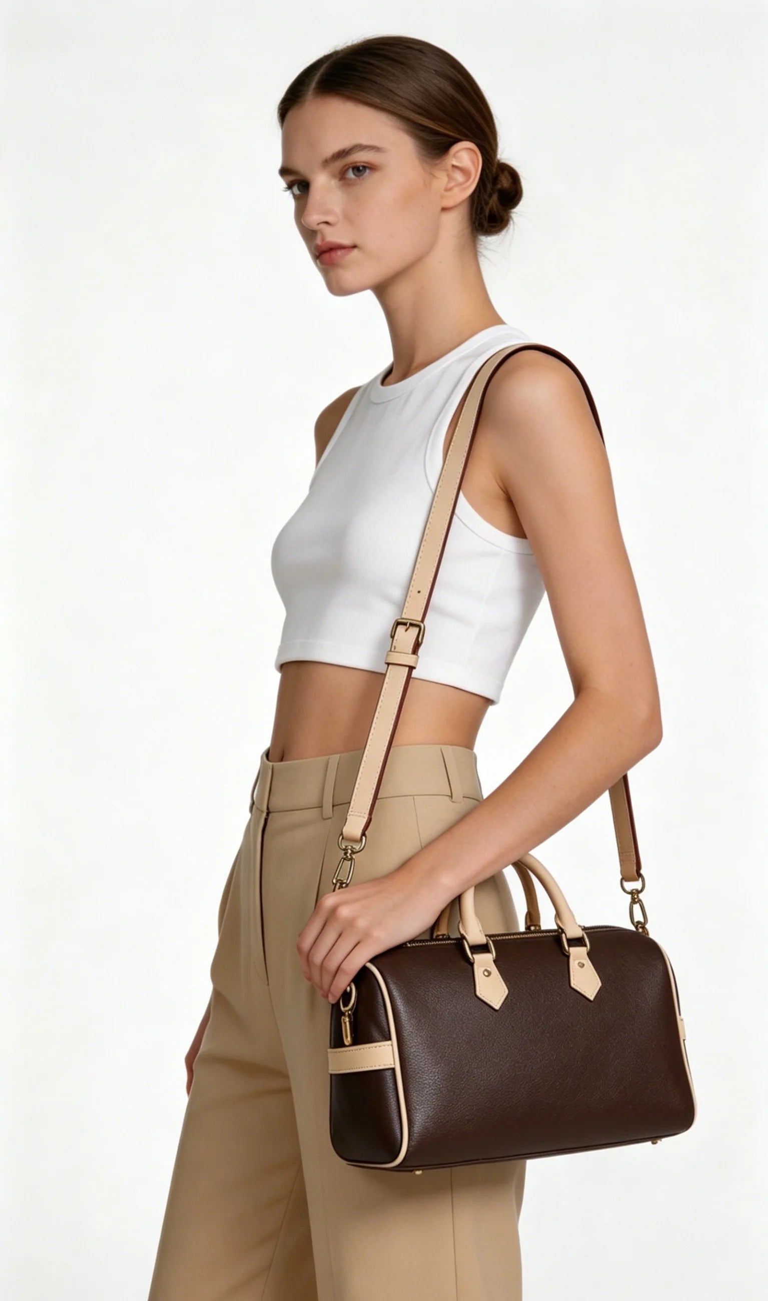 Premium PU Leather Top Handle Bag Ladies Office Work Tote Bag with Gold Hardware Luxe Designer Style