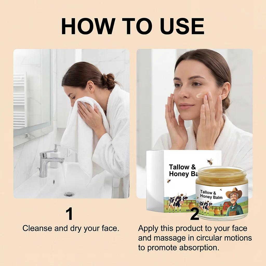 Tallow Honey Balm Soft Smooth Skin Enhance Elasticity Repair Barrier Anti Dryness Moisturize Beef Tallow Face Cream Body Lotion