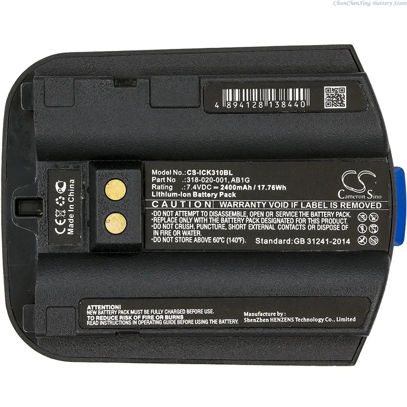 7.4V barcode scanner battery, black shell, 2400mAh label
