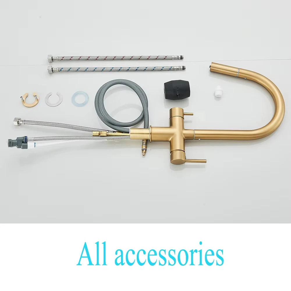 Filter Water Kitchen Faucet Pull Out Sprayer Head Deck Mounted Taps 360 Rotate Hot/Cold Water Mixers Dual Handle