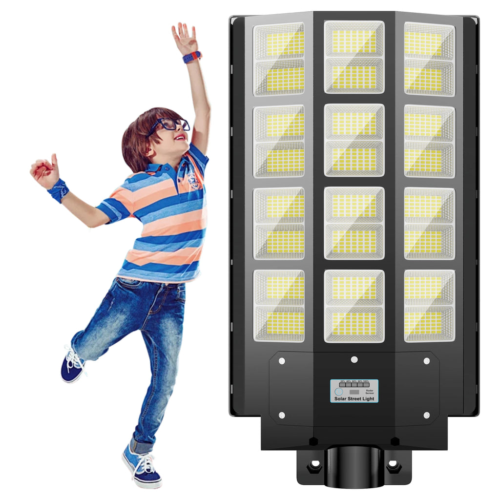 7000W Solar Street Light, 300000LM Ultra Bright Commercial LED Parking Lot Light, 6500K Daylight White, IP65 Waterproof, Dusk to Dawn Auto On/Off, Outdoor Solar Road Lighting for Yard, Parking Lot, Street