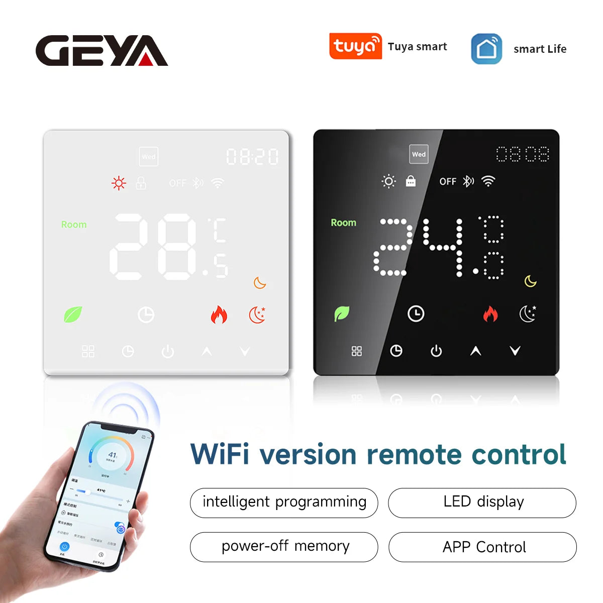 GEYA Tuya Smart WiFi Electric Floor Heating Thermostat With Linkage Water Floor Heating Gas Boiler Wall-mounted Stove Thermostat