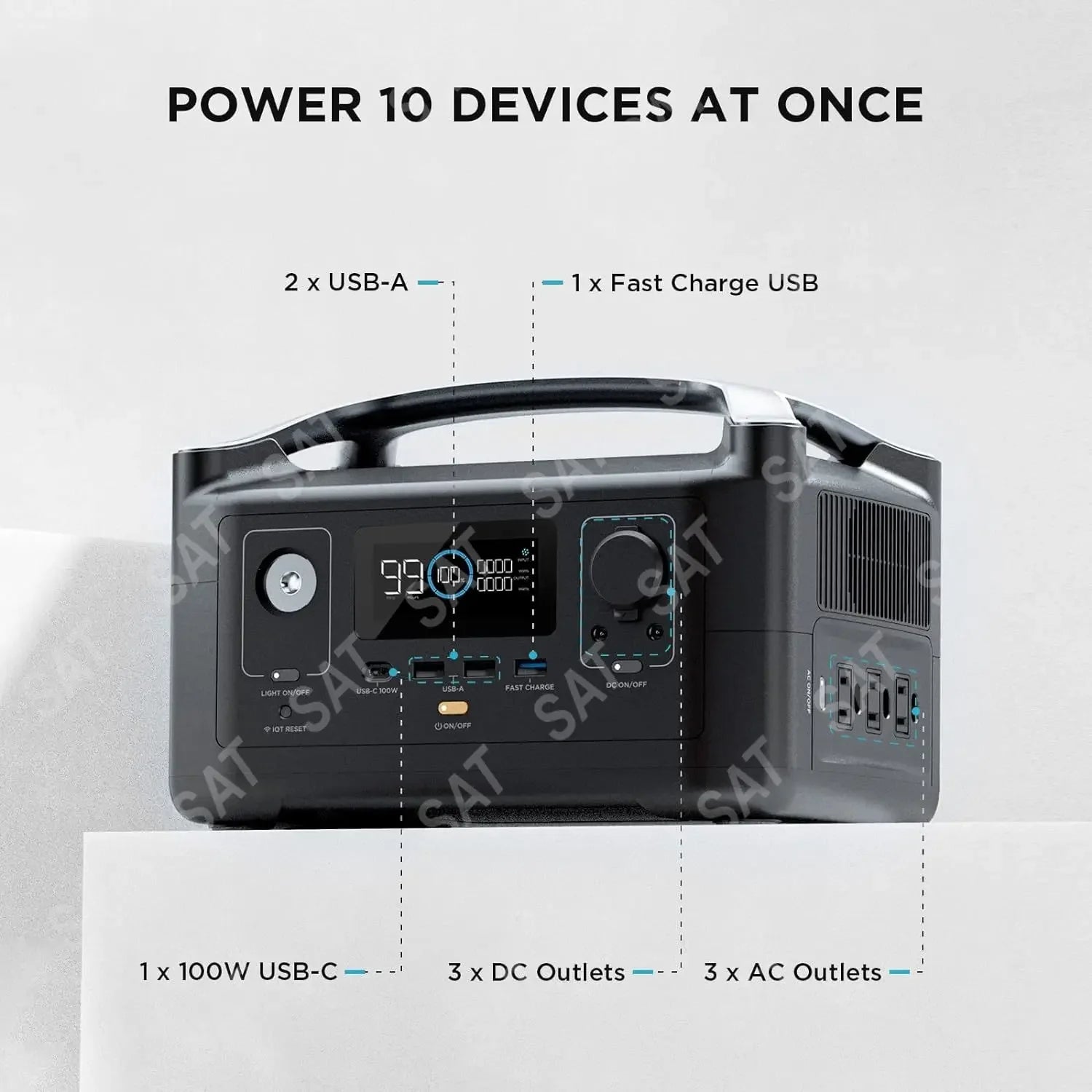 ##For 288Wh Portable Power Station,3 x 600W(Peak 1200W) AC Outlets & LED Flashlight, Fast Charging Silent Solar