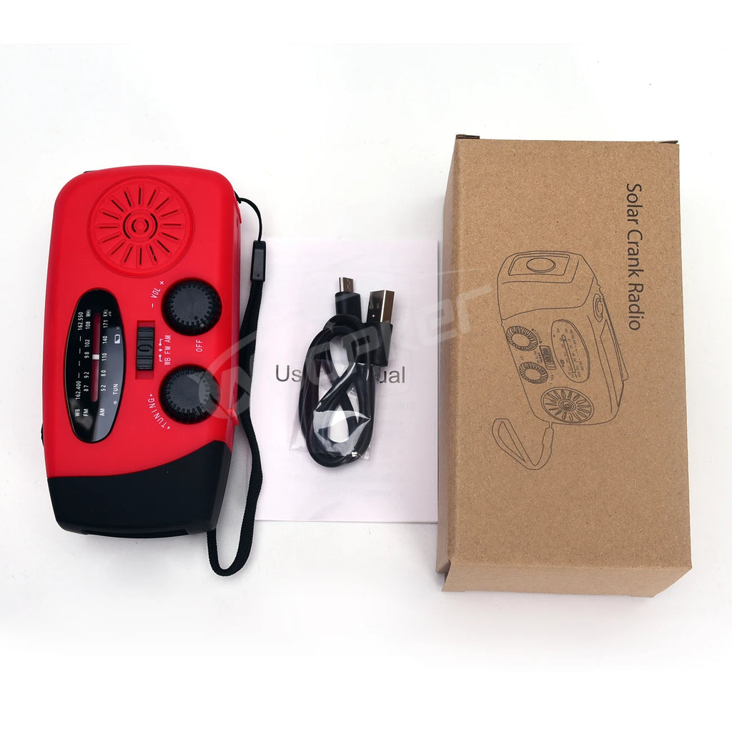 Woopker Radio XSY-330 10000mAh FM Emergency Radio Solar Hand Crank Generator AM/FM/NOAA LED Portable Radio SOS Alarm Power Bank