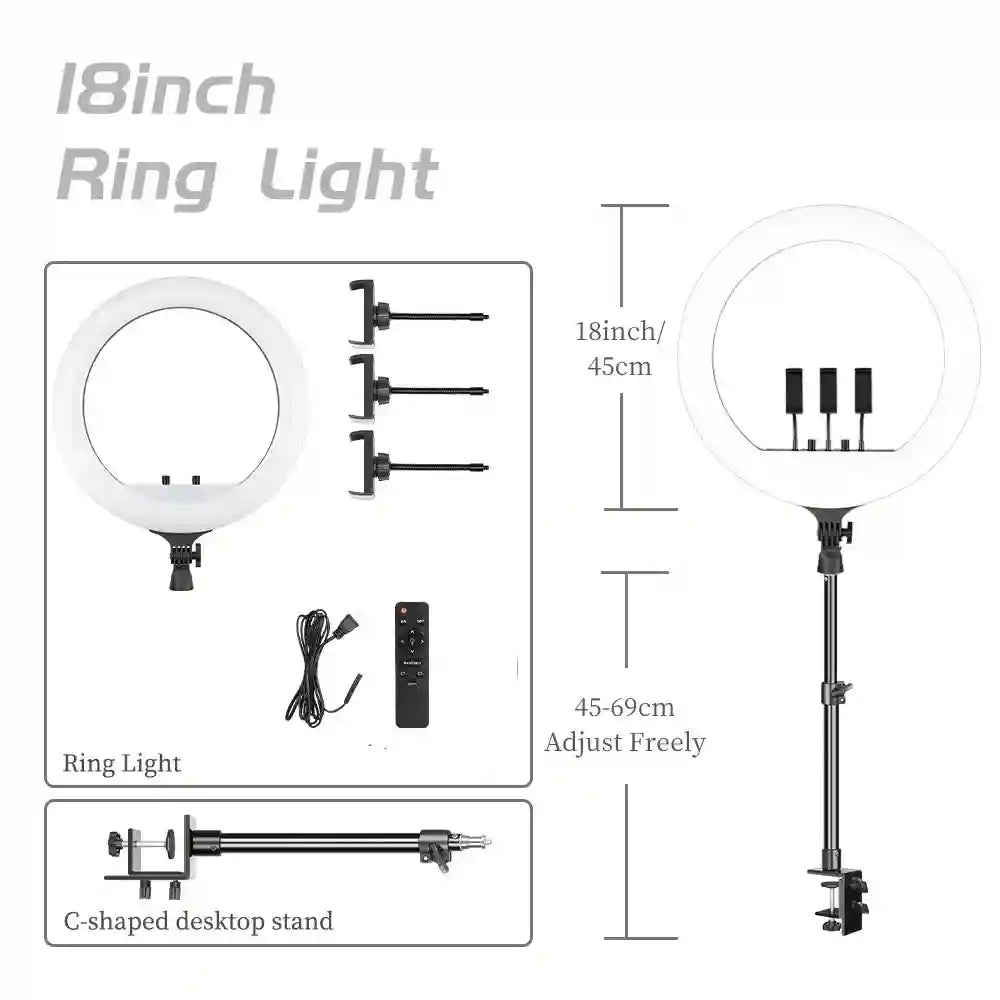 18 Inch LED Ring Light with Adjustable Tripod Stand for Content Creation Al-stand Tidesmit