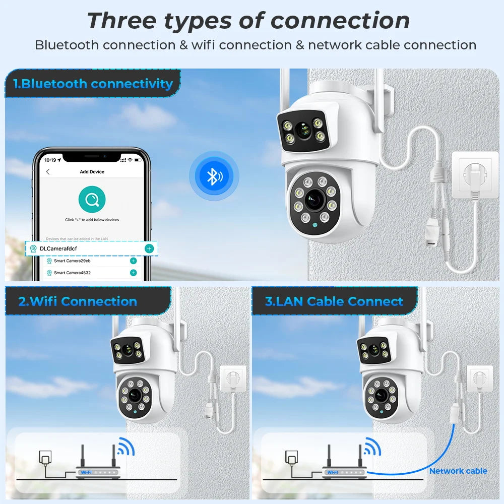 BESDER 4K 8MP Wifi Camera PTZ Outdoor Dual Screen Human Detection Dual Lenses 10MP Security Protection IP Camera Audio O-Kam Pro