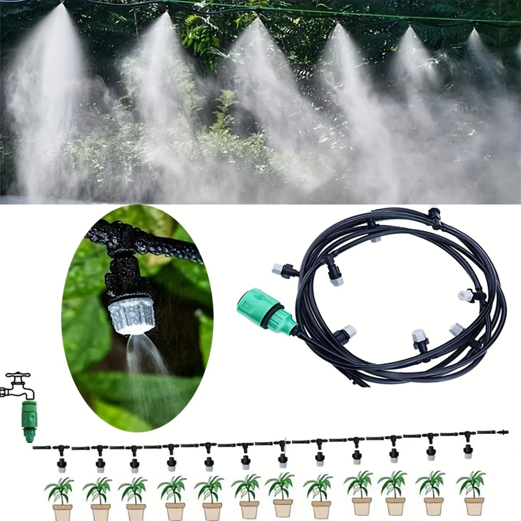 20-Meter Automatic Spray Cooling System Kit, Outdoor Patio/Garden Spraying System, DIY Micro-Irrigation Kit