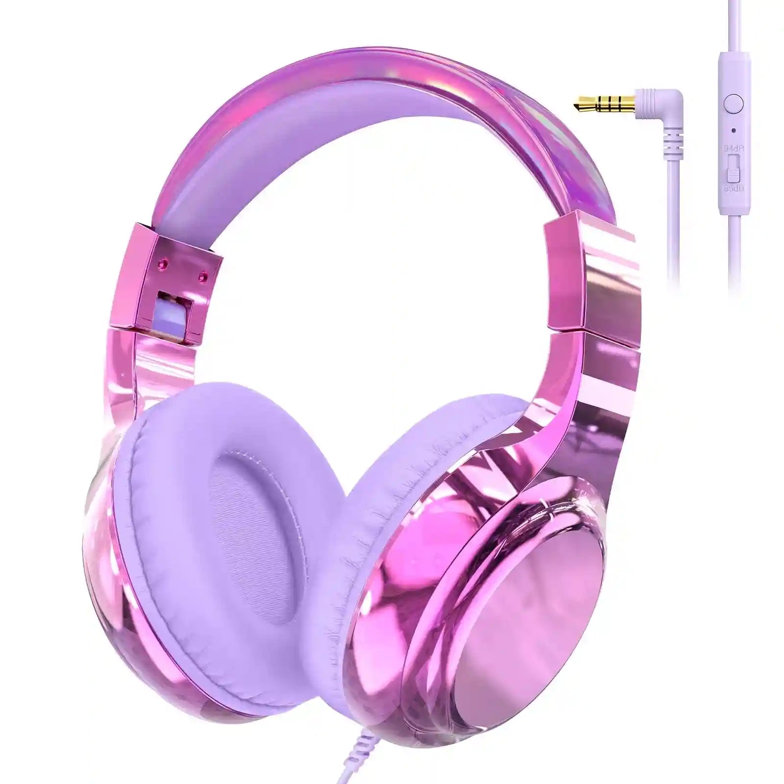 Wired Kids Headphones with Mic | Volume Limited Over-Ear Stereo LightPurple NO BOX Tidesmit