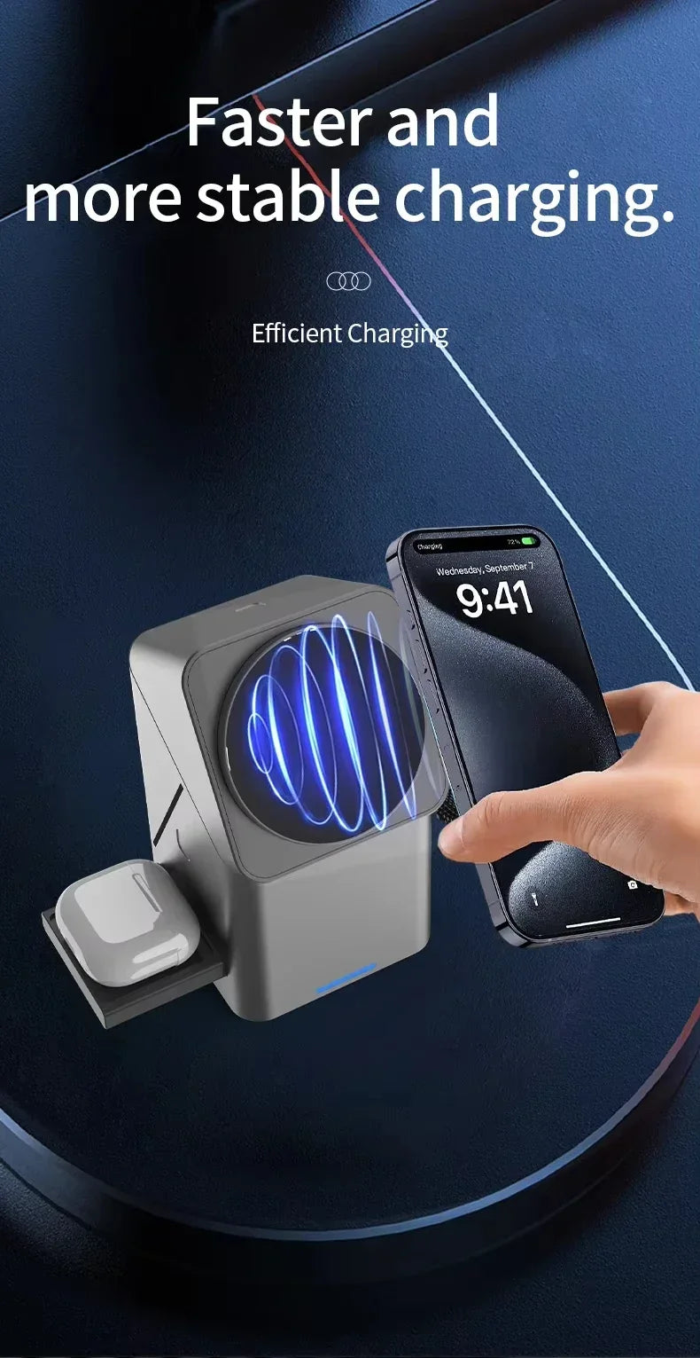 3-in-1 Magnetic Wireless Charger for Apple Devices | Grey Tidesmit